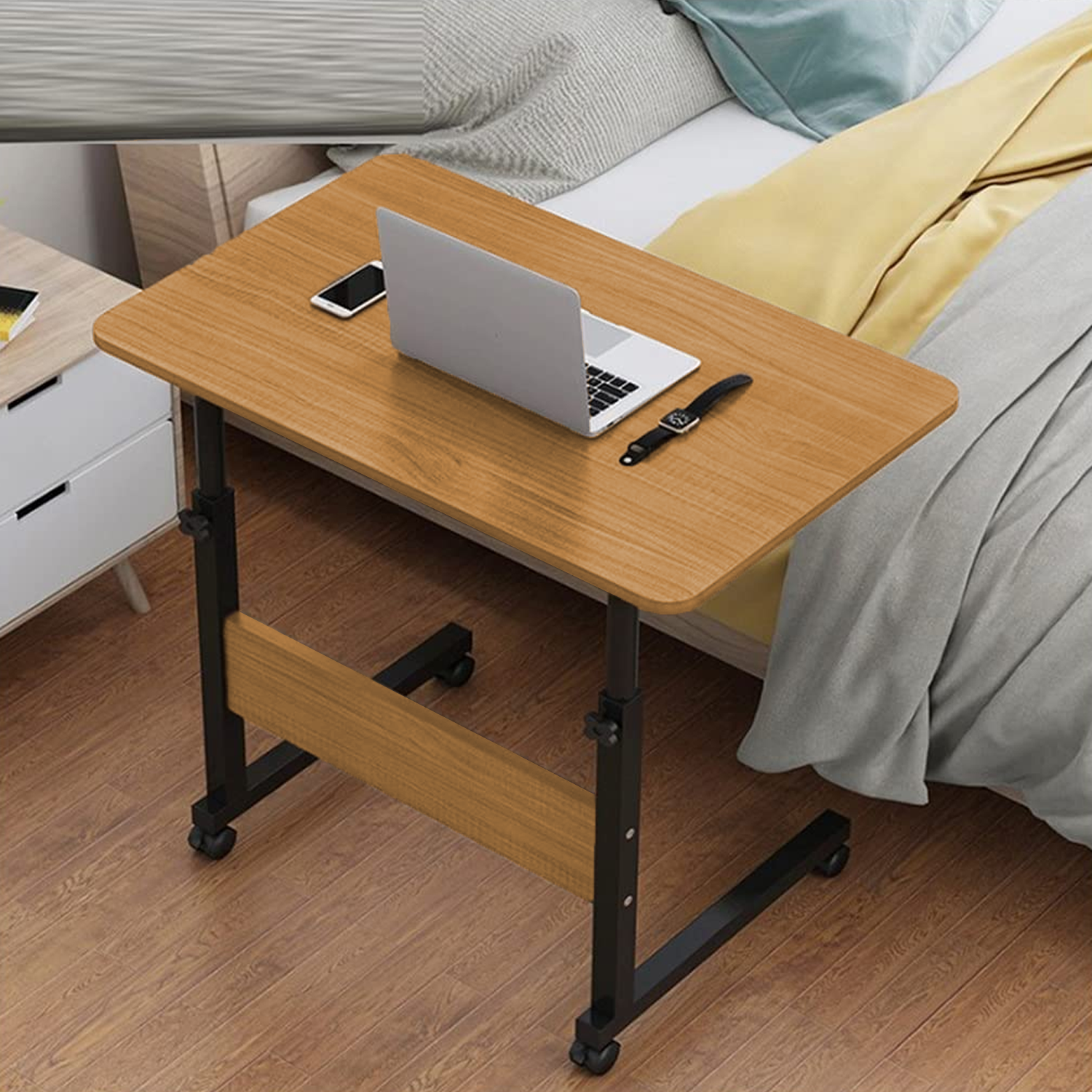 Laptop Desk Gaming Desk Mobile Stand Side Table Side Table for Bed Sofa - Light Brown