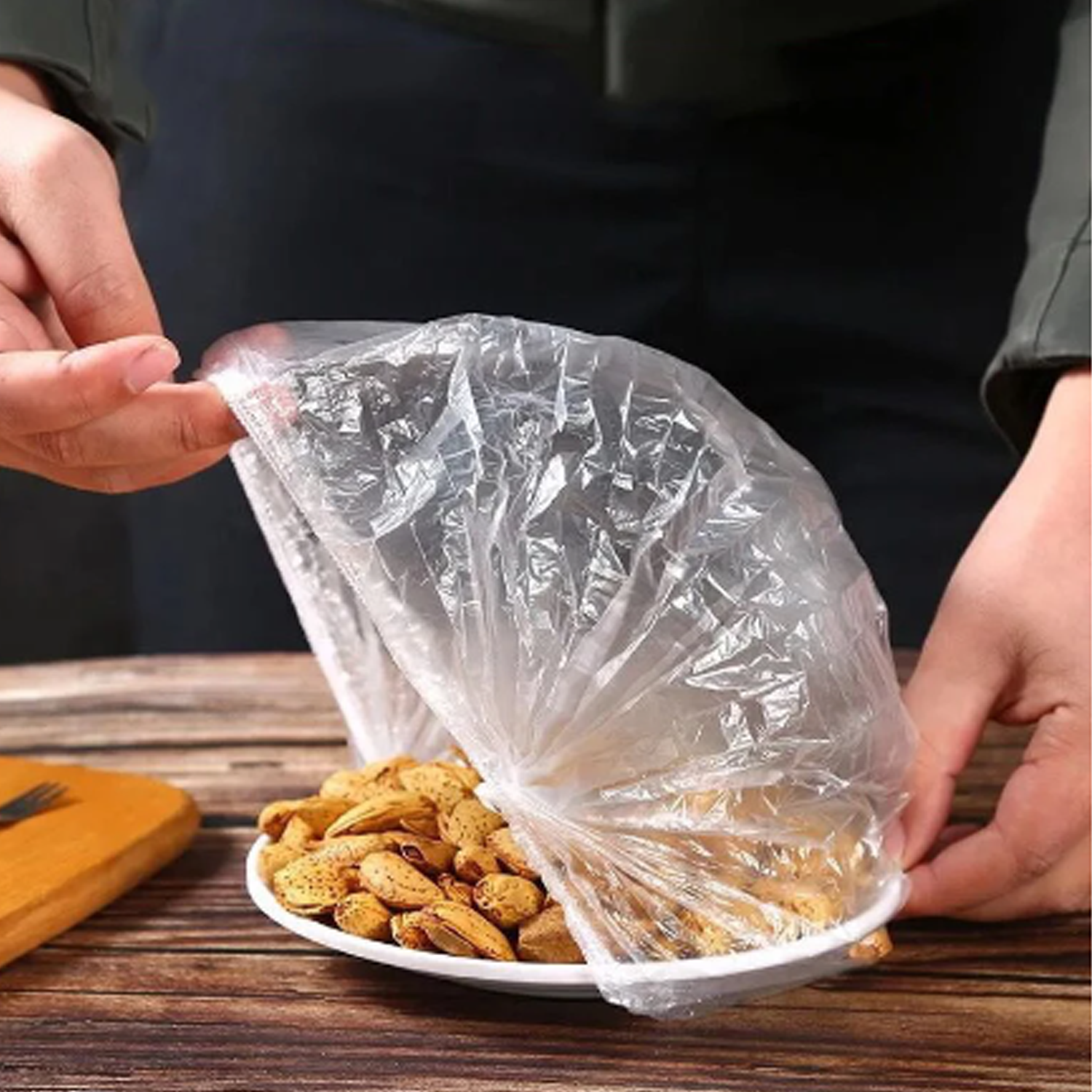 100pcs Disposable Food Cover Plastic Wrap Elastic Food Lids For Fruit Bowls Cups Caps Storage Kitchen Fresh Keeping Saver Bag