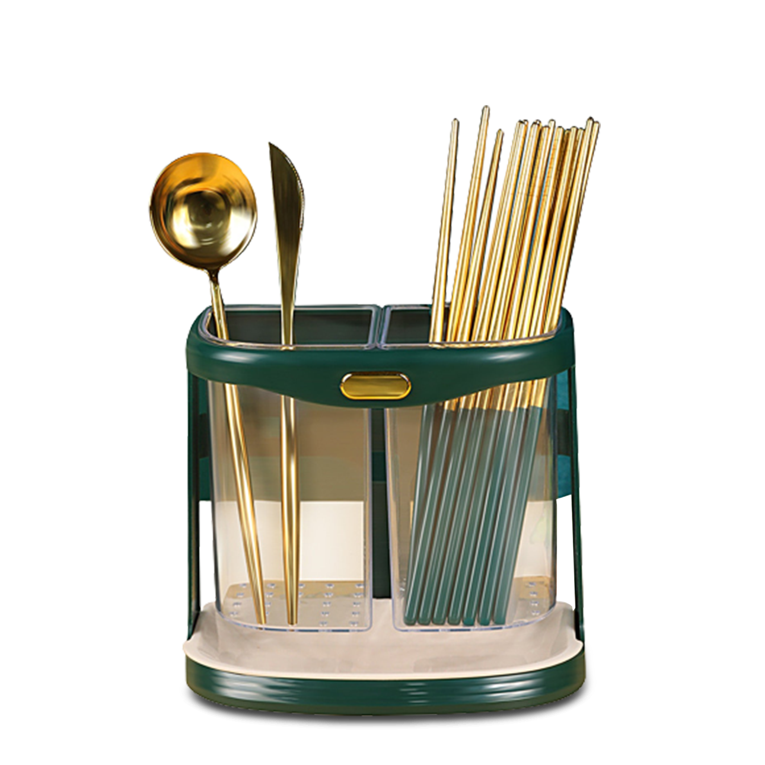 Chopsticks Storage Shelf Storage Transparent Safe Chopsticks Holder Cutlery Organizer - Dark Green