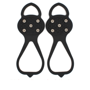 Non Slip Shoe Grips for Ice, Universal Gripper Spikes Ice Cleats Snow Grips Ice Fishing Gear Anti Slip Rubber Grips with 5 Steel Studs Crampon for Shoes and Boots
