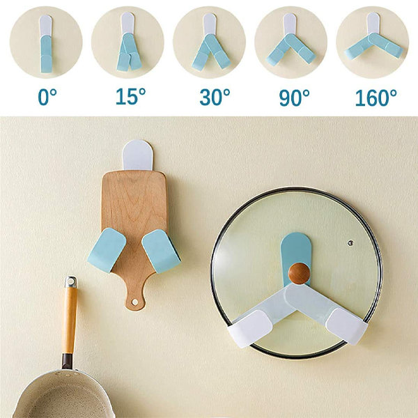 Plastic Self Adhesive Pot Lid Holder No-Punch Wall-Mounted