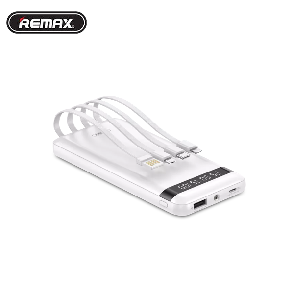 REMAX Built-In 4 Cable 10000mAh Power Bank Slim & Portable With LED Flash Light