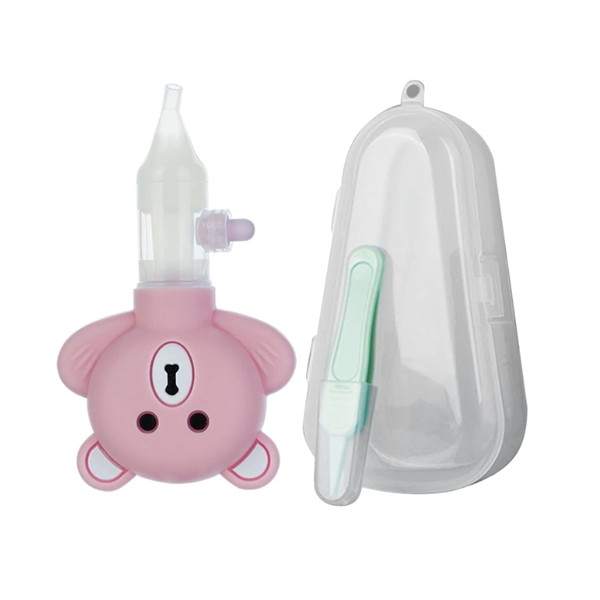 Silicone vacuum cleaner for children, safety nose cleaner, vacuum suction, safety device - Pink