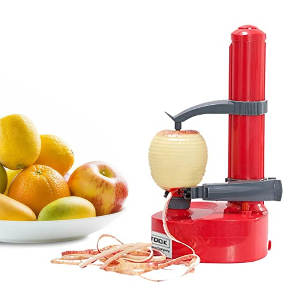 Stainless Steel Multifunctional Electric Rotary Cutting Tool for Vegetable Peeler, Fruit and Potato - Red