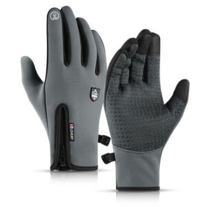 Winter Warm Gloves Touch Screen Windproof Anti-slip for Driving Sports Cycling- Grey