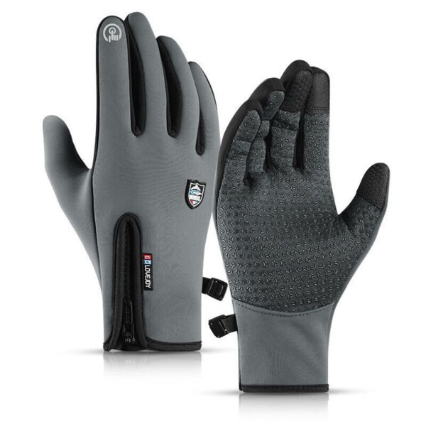 Winter Warm Gloves Touch Screen Windproof Anti-slip for Driving Sports Cycling- Grey